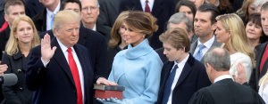 Photo of President Trump taking the oath of office