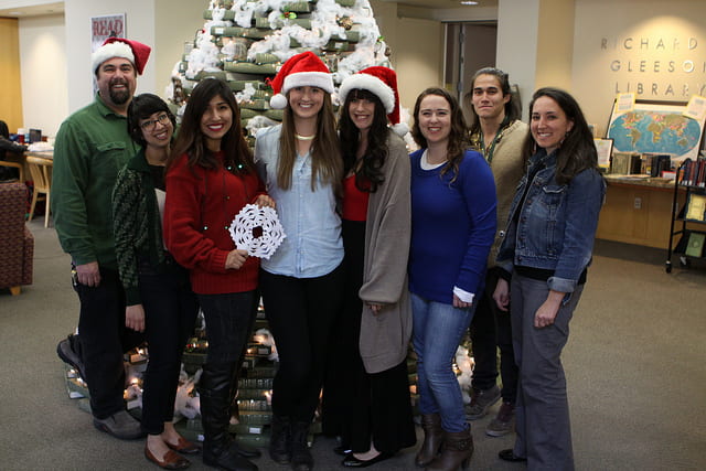 Access Services student assistants and staff get into the Holiday Spirit. Photo by Shawn Calhoun.