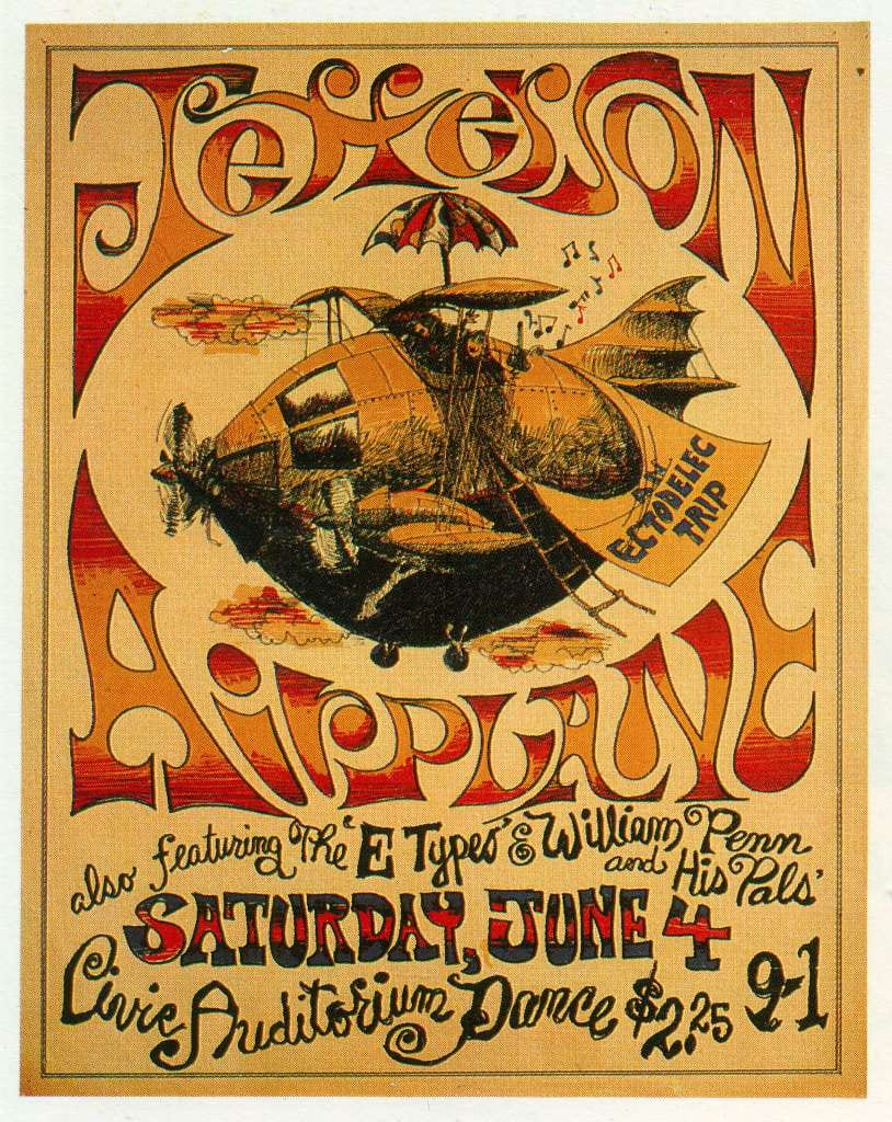 Poster for band Jefferson Airplane performance