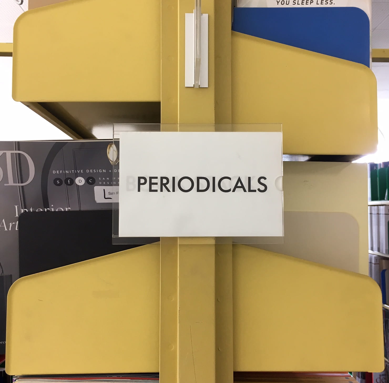 sign for periodicals shelves at Gleeson