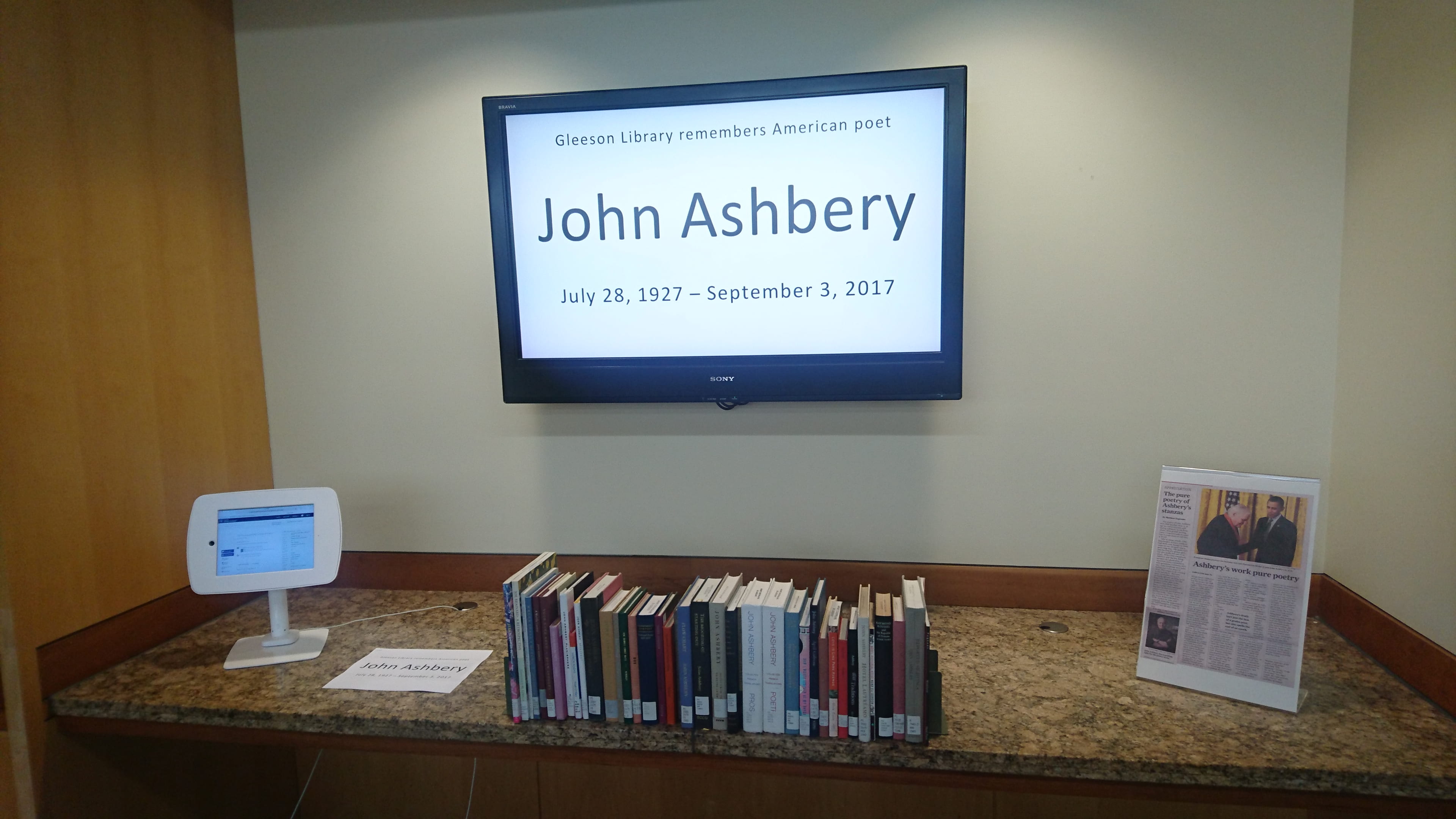book display remembering John Ashbery