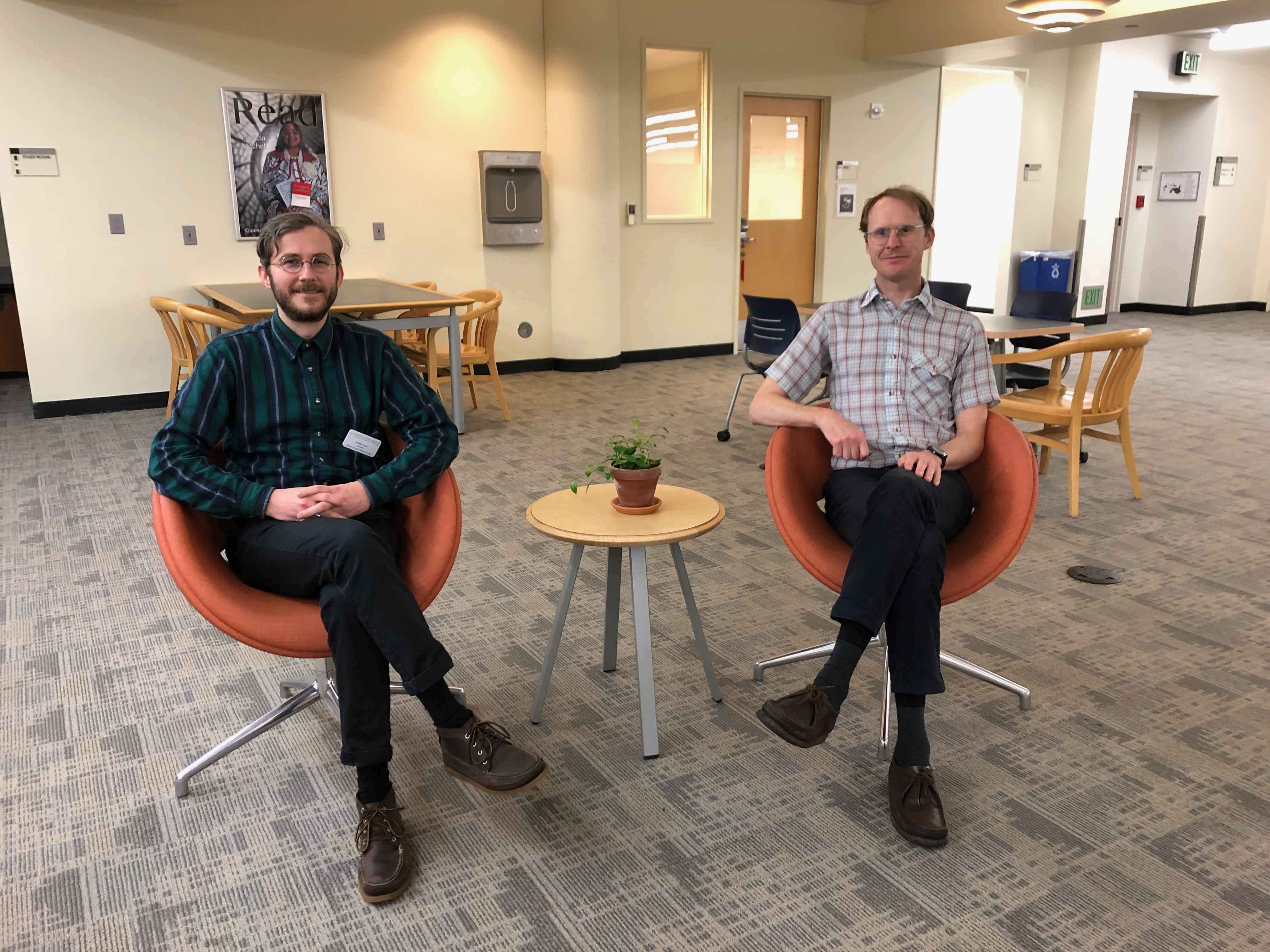 Anders and Brian sitting in chairs