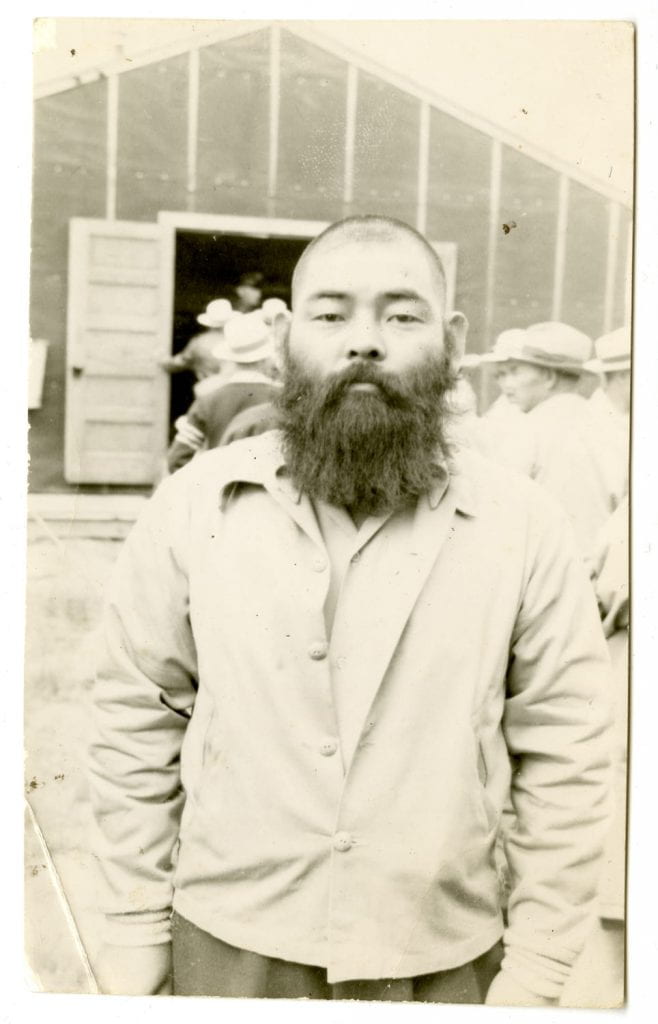 Japanese American man at internment camp during the Japanese internment