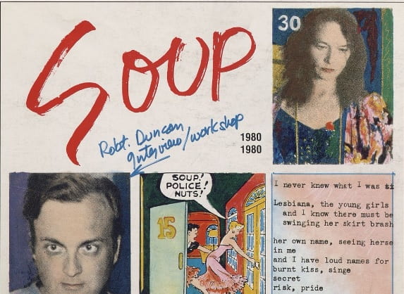 cover image of Steve Abbott's Soup with photos of poets Anne Waldman and Robert Duncan