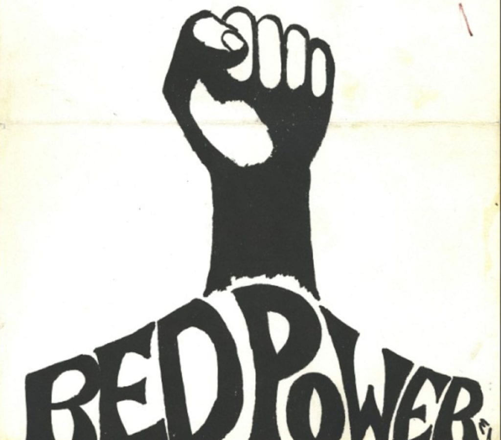 upraised fist above the phrase RED POWER 