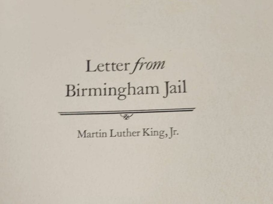 Page from Letter from Birmingham Jail