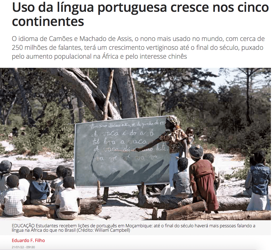 Uso da língua portuguesa cresce nos cinco continentes