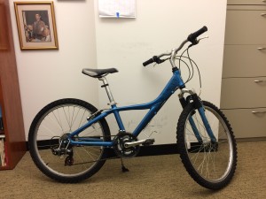 a blue mountain bike