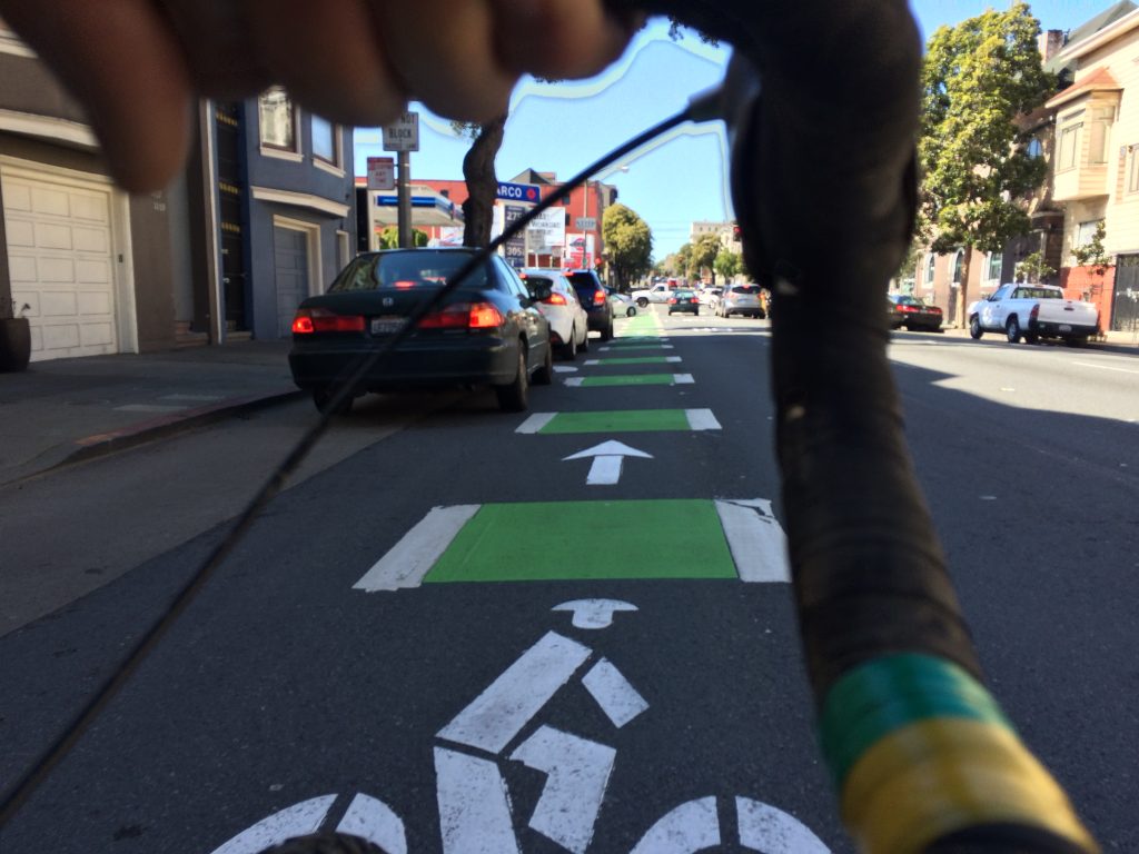 green painted bike lane 