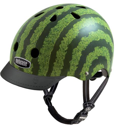 bike helmet designed to resemble a watermelon
