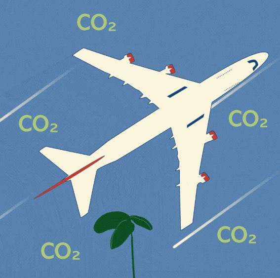 CO2 emissions around a plane.