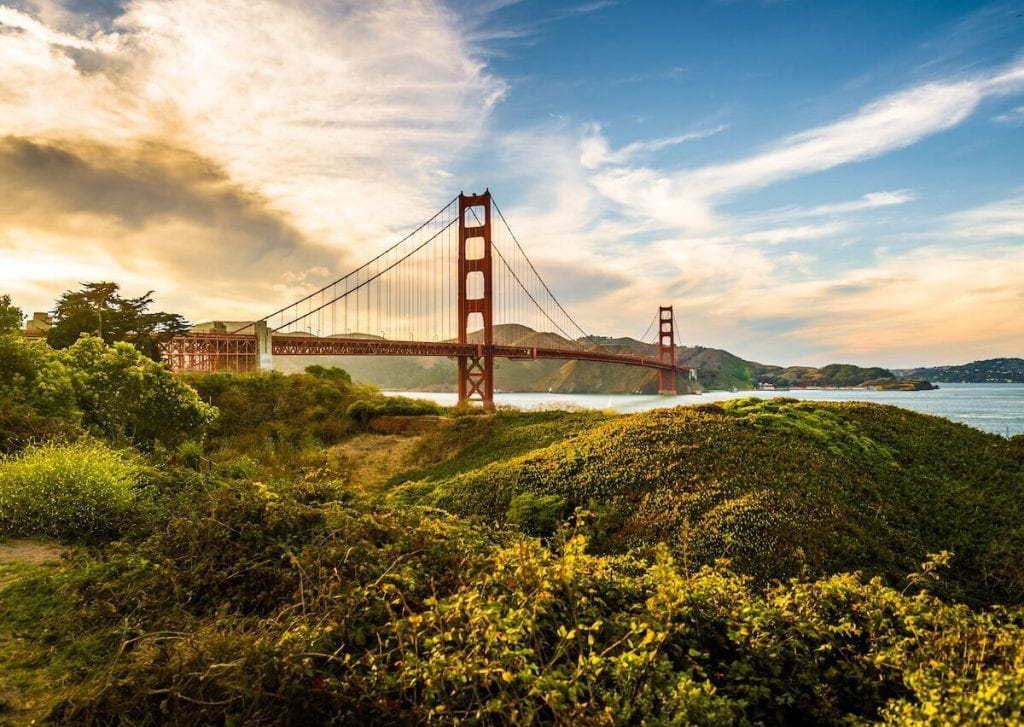 View of Golden Gate Bridge from the Presidio