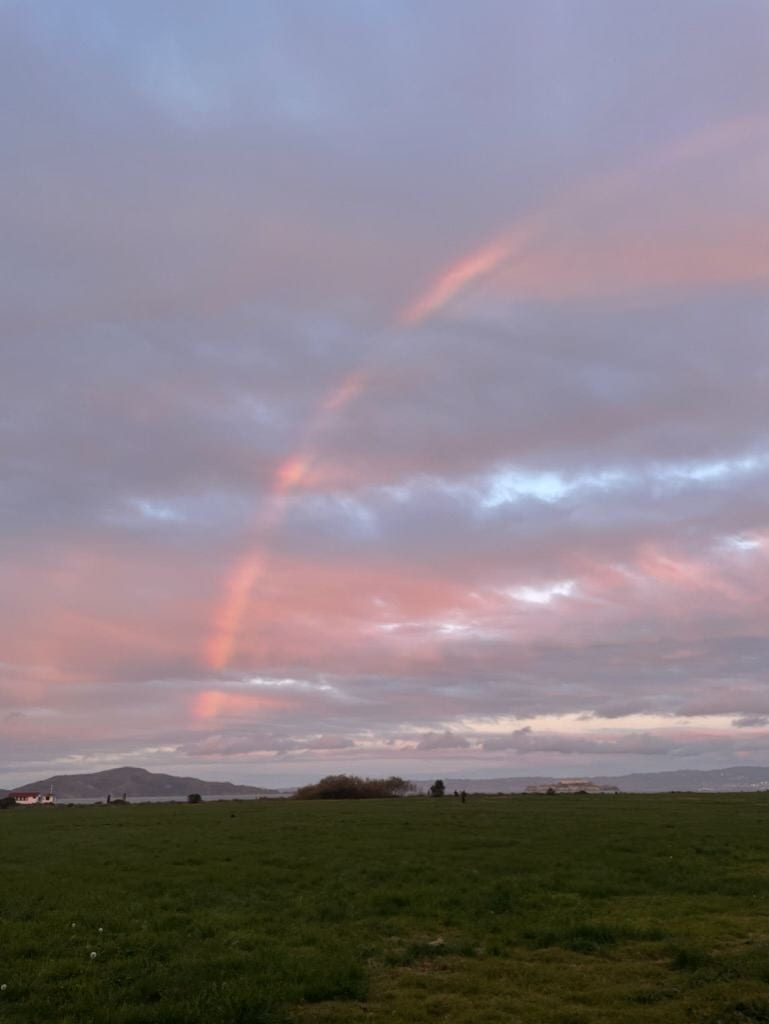 Rainbow over the Presidio on a cloudy day.