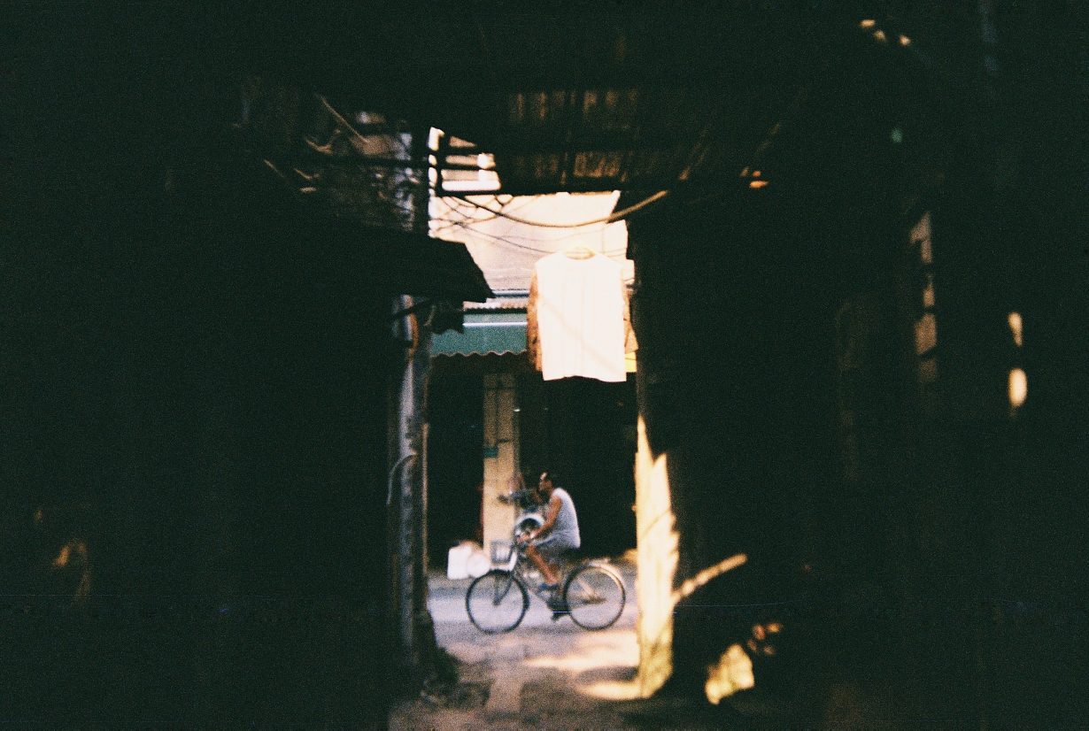 A Cyclist in Shantou, China.
